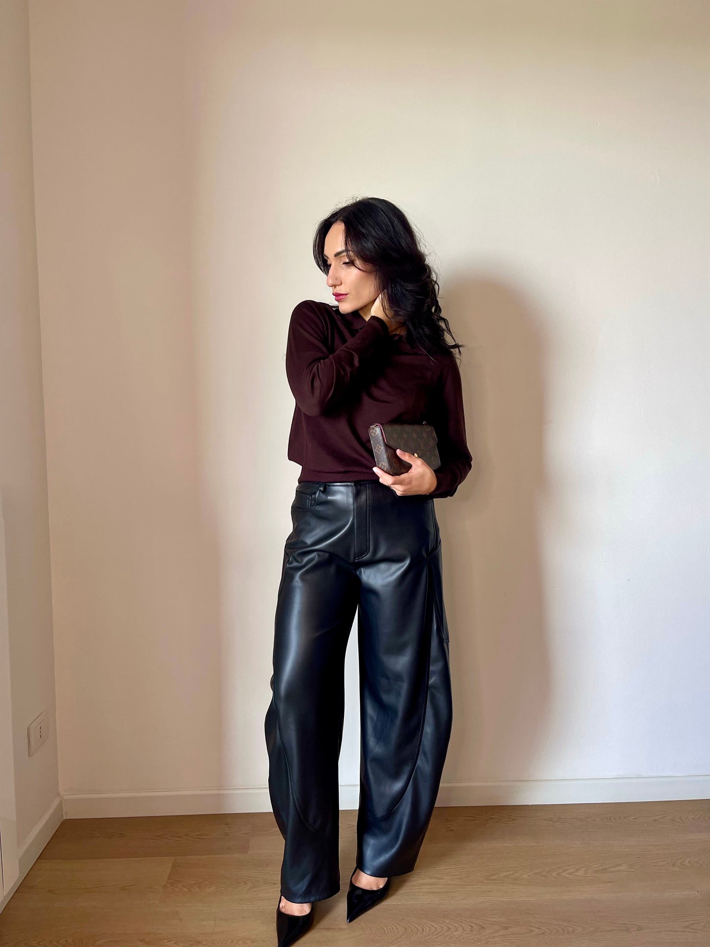 PANTALONI BARREL ECOPELLE LUMINA