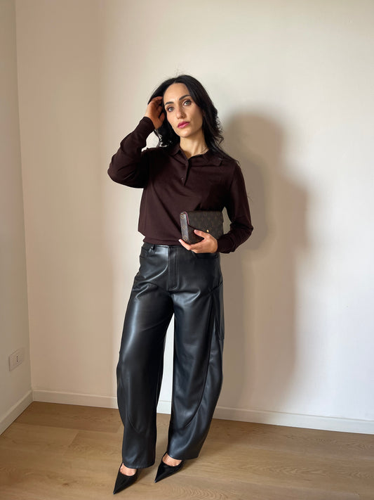 PANTALONI BARREL ECOPELLE LUMINA